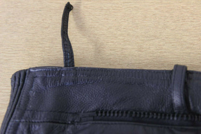 BIKER'S GEARBOX BLACK HIDE LEATHER TROUSERS SIZE 14 (SHORT): WAIST 28/I. LEG 27"