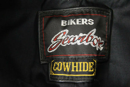 BIKER'S GEARBOX BLACK HIDE LEATHER TROUSERS SIZE 14 (SHORT): WAIST 28/I. LEG 27"