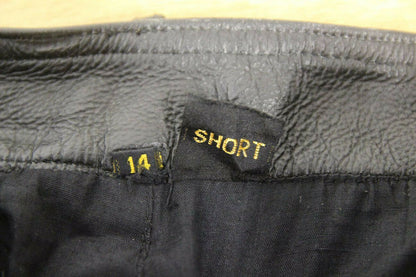BIKER'S GEARBOX BLACK HIDE LEATHER TROUSERS SIZE 14 (SHORT): WAIST 28/I. LEG 27"