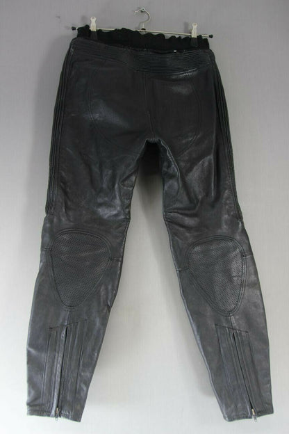 AKITO BLACK LEATHER BIKER TROUSERS SIZE 14: WAIST 30-32 INCH/INSIDE LEG 30 INCH