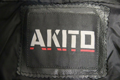 AKITO BLACK LEATHER BIKER TROUSERS SIZE 14: WAIST 30-32 INCH/INSIDE LEG 30 INCH
