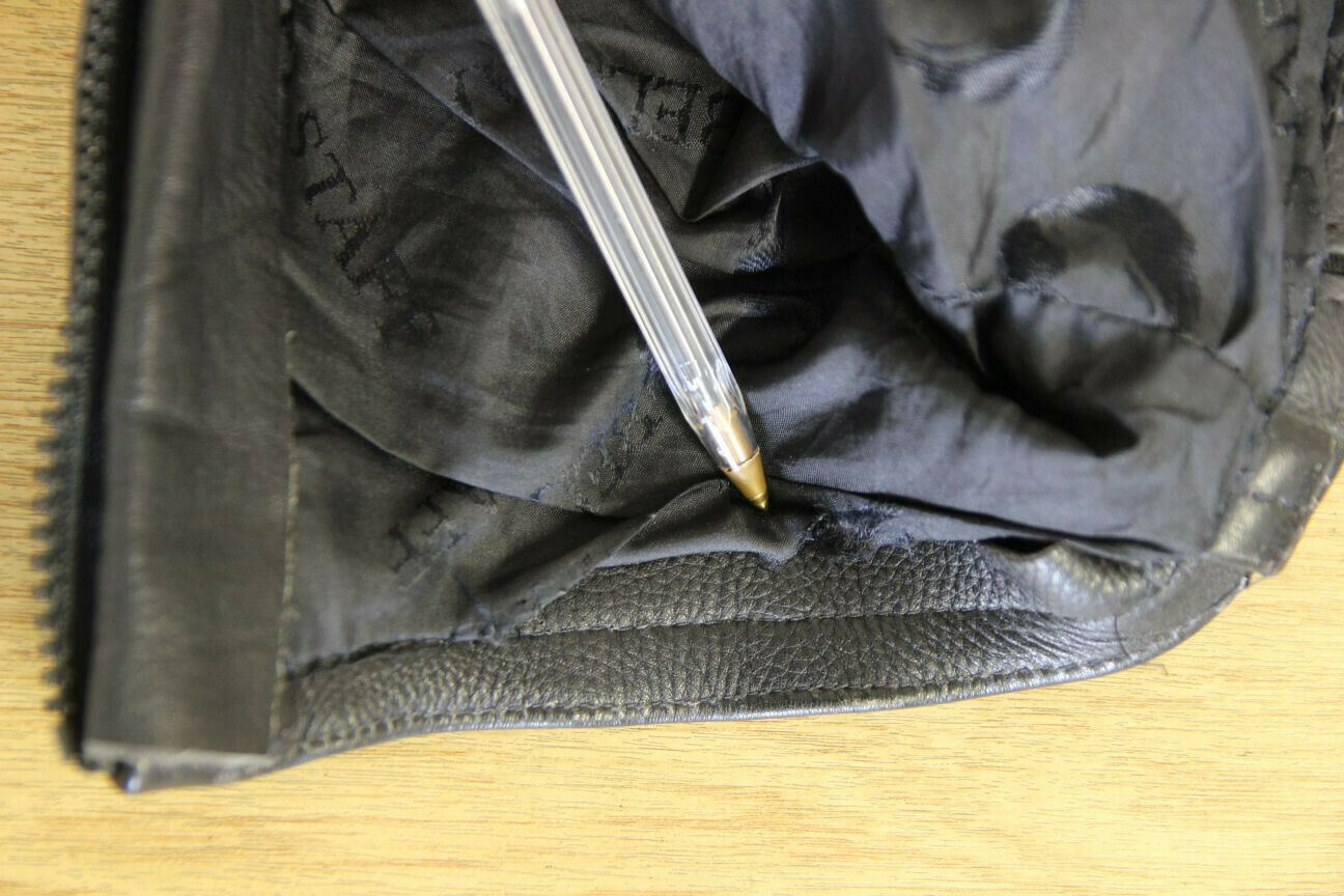 BELSTAFF BLACK LEATHER BIKER TROUSERS SIZE 12: WAIST 26 INCH/INSIDE LEG 25 INCH