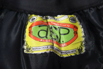 BRITISH MADE ASP BLACK HIDE LEATHER BIKER TROUSERS: WAIST 28 IN/INSIDE LEG 27 IN
