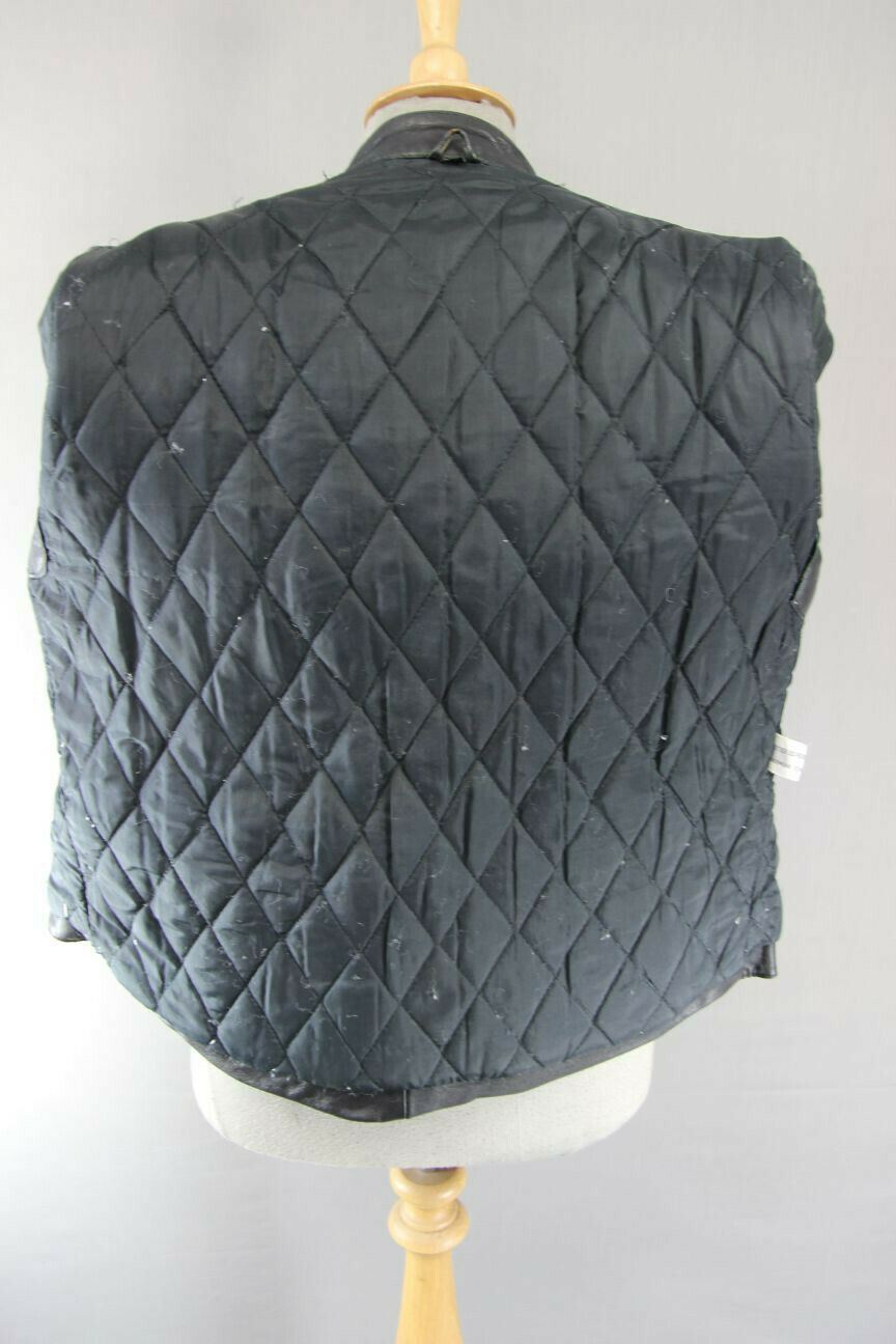 CLASSIC VINTAGE BLACK & WHITE BELMO DESIGN LEATHER BIKER JACKET 38 INCH