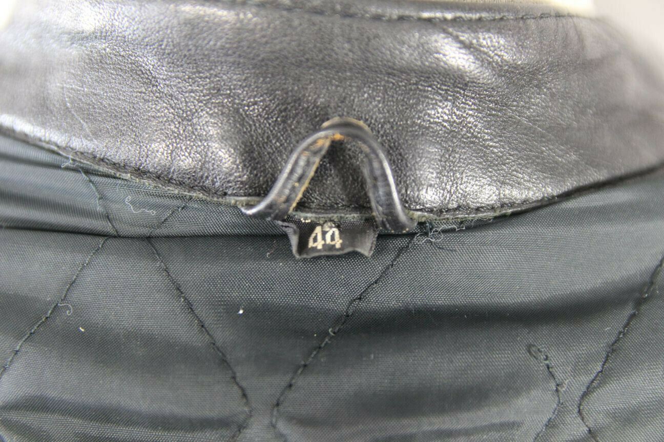 CLASSIC VINTAGE BLACK & WHITE BELMO DESIGN LEATHER BIKER JACKET 38 INCH