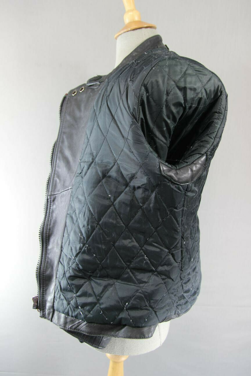 CLASSIC VINTAGE BLACK & WHITE BELMO DESIGN LEATHER BIKER JACKET 38 INCH