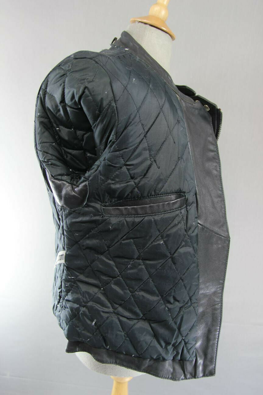 CLASSIC VINTAGE BLACK & WHITE BELMO DESIGN LEATHER BIKER JACKET 38 INCH