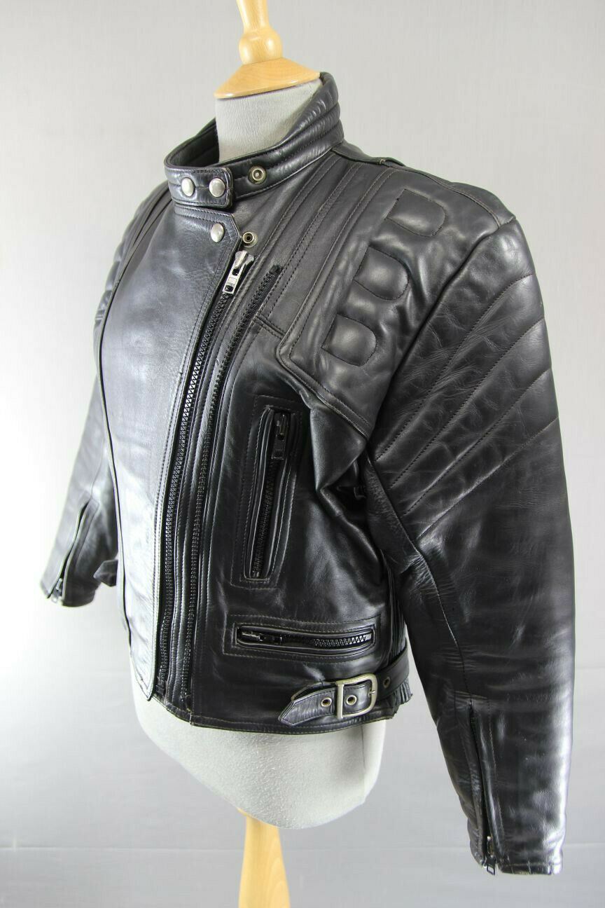 SPORTEX APOLLO CLASSIC BLACK LEATHER BIKER JACKET: SIZE 12