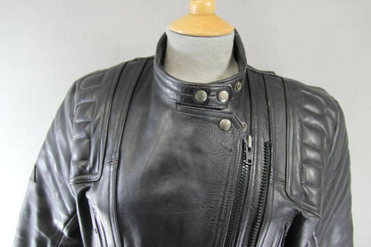 SPORTEX APOLLO CLASSIC BLACK LEATHER BIKER JACKET: SIZE 12