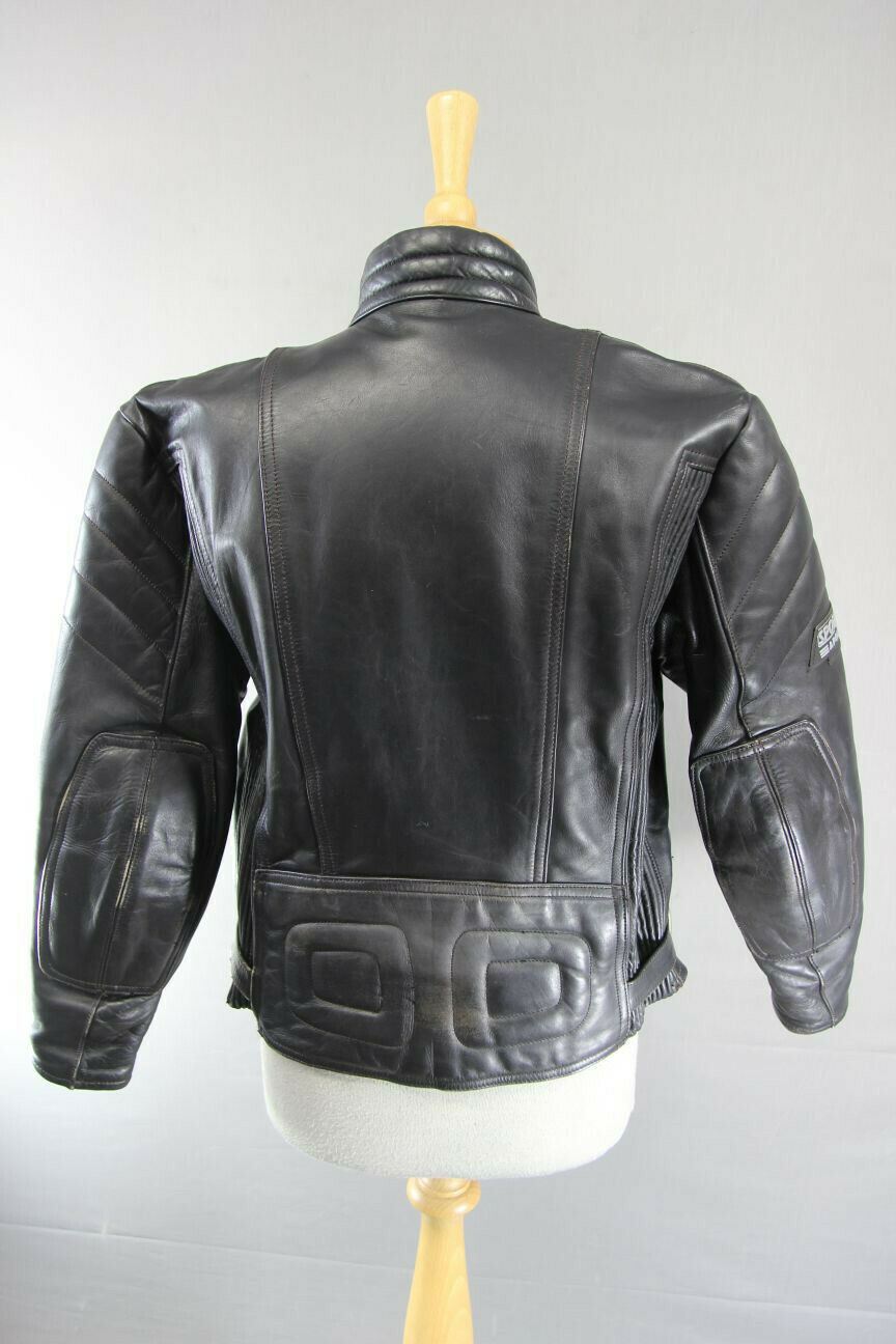 SPORTEX APOLLO CLASSIC BLACK LEATHER BIKER JACKET: SIZE 12