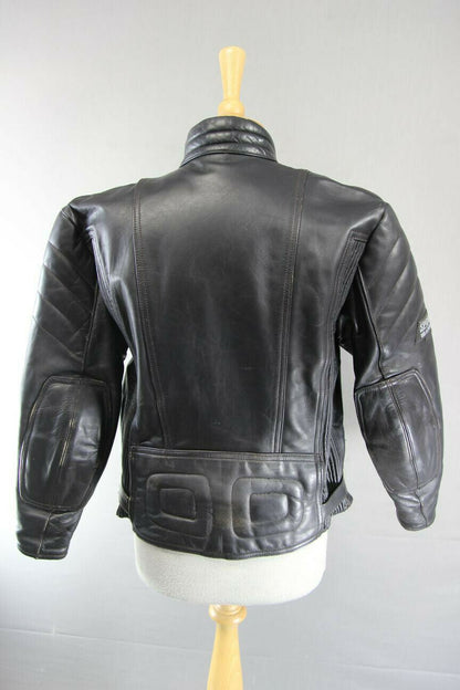 SPORTEX APOLLO CLASSIC BLACK LEATHER BIKER JACKET: SIZE 12