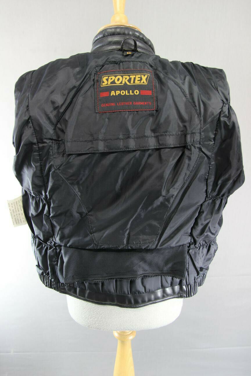SPORTEX APOLLO CLASSIC BLACK LEATHER BIKER JACKET: SIZE 12