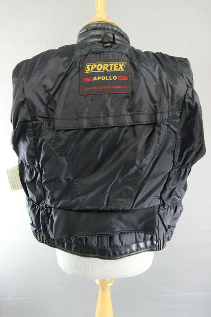 SPORTEX APOLLO CLASSIC BLACK LEATHER BIKER JACKET: SIZE 12