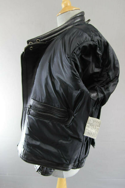 SPORTEX APOLLO CLASSIC BLACK LEATHER BIKER JACKET: SIZE 12