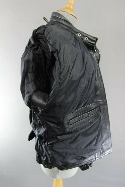 SPORTEX APOLLO CLASSIC BLACK LEATHER BIKER JACKET: SIZE 12