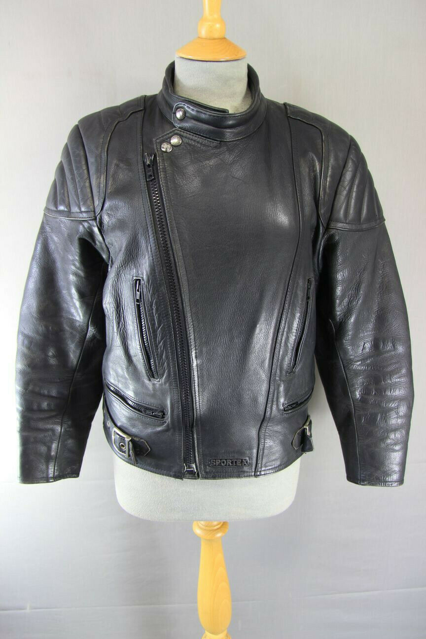SUPERB QUALITY BLACK LEATHER SPORTEX A5 CLASSIC BIKER JACKET 36 INCH