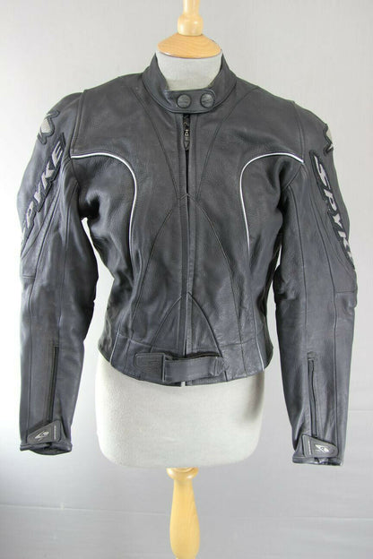 SUPERB SPYKE BLACK LEATHER BIKER JACKET WITH SHOULDER & ELBOW CE ARMOUR 36 INCH