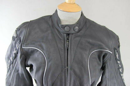 SUPERB SPYKE BLACK LEATHER BIKER JACKET WITH SHOULDER & ELBOW CE ARMOUR 36 INCH