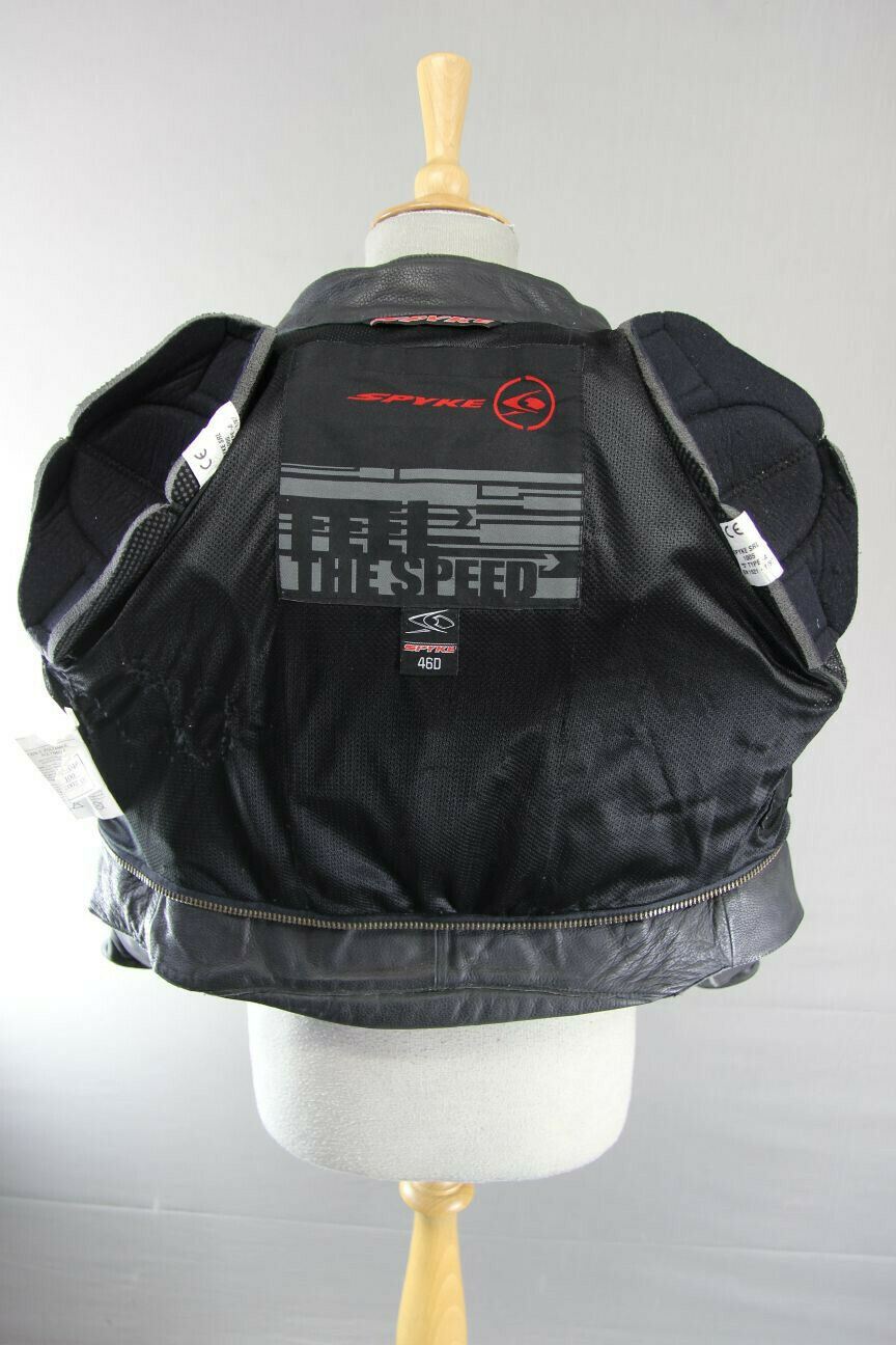 SUPERB SPYKE BLACK LEATHER BIKER JACKET WITH SHOULDER & ELBOW CE ARMOUR 36 INCH