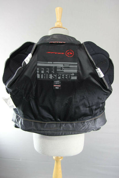 SUPERB SPYKE BLACK LEATHER BIKER JACKET WITH SHOULDER & ELBOW CE ARMOUR 36 INCH