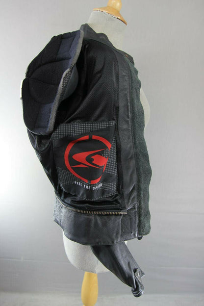 SUPERB SPYKE BLACK LEATHER BIKER JACKET WITH SHOULDER & ELBOW CE ARMOUR 36 INCH
