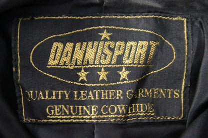 DANNISPORT BLACK COWHIDE LEATHER BIKER TROUSERS: WAIST 26 IN/INSIDE LEG 30 IN