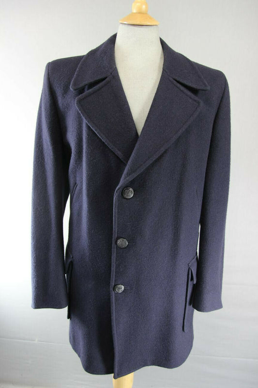 CLASSIC NAVY BLUE C & A WOOL MID LENGTH COAT 42 INCH