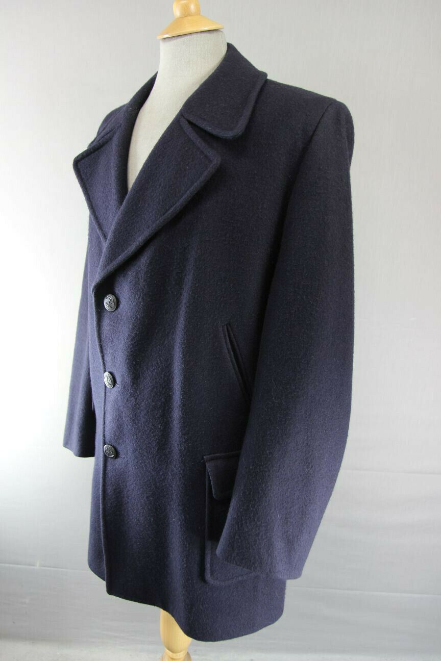 CLASSIC NAVY BLUE C & A WOOL MID LENGTH COAT 42 INCH