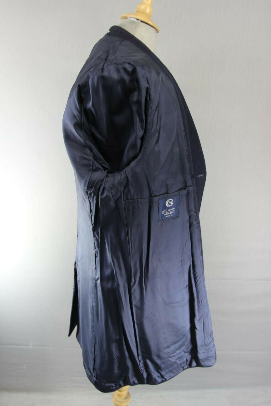 CLASSIC NAVY BLUE C & A WOOL MID LENGTH COAT 42 INCH