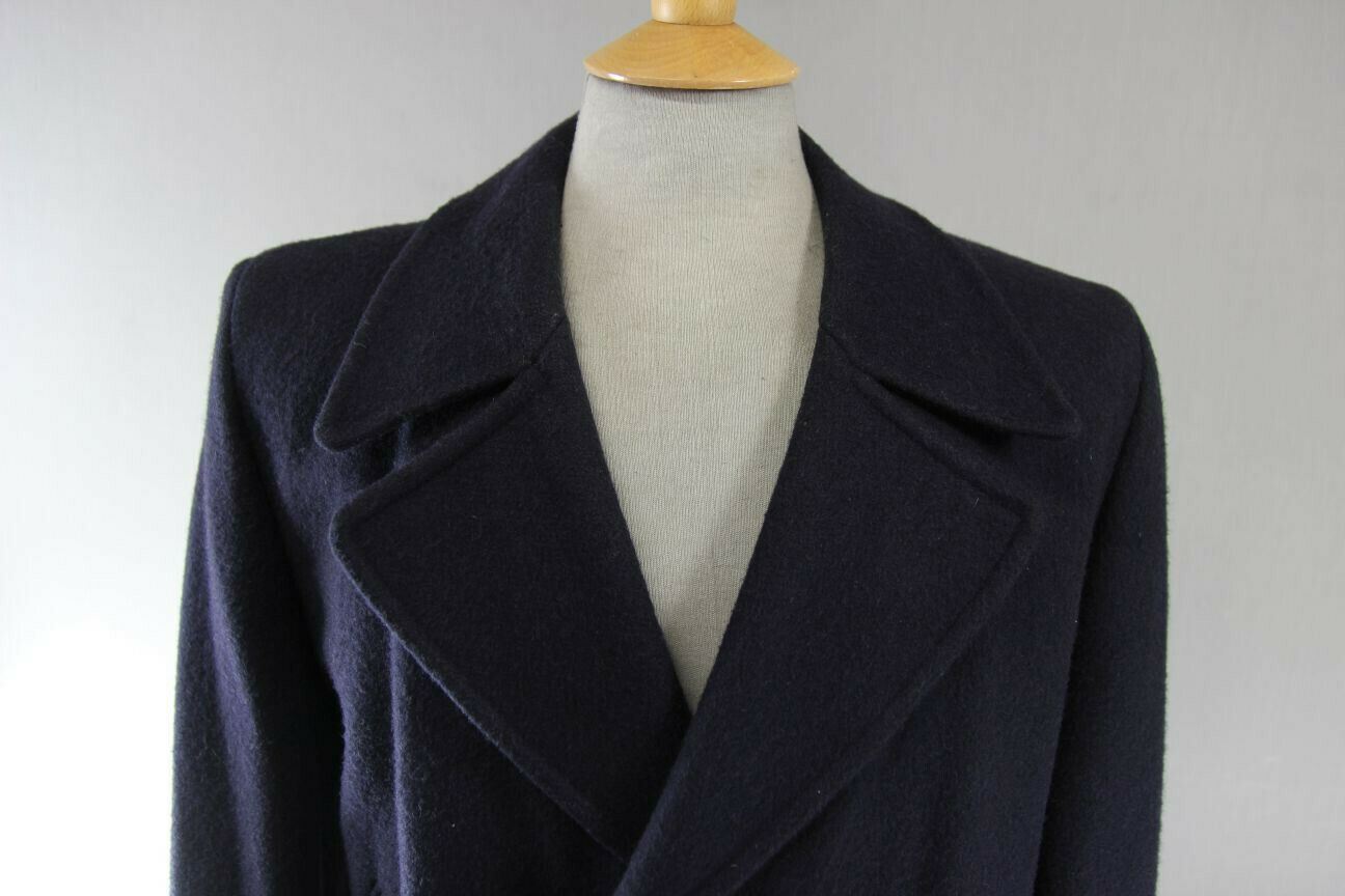 CLASSIC NAVY BLUE C & A WOOL MID LENGTH COAT 42 INCH
