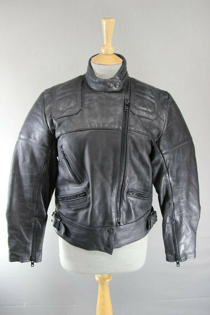 SPORTEX MAXX LADIES CLASSIC BLACK LEATHER BIKER JACKET 34 INCH