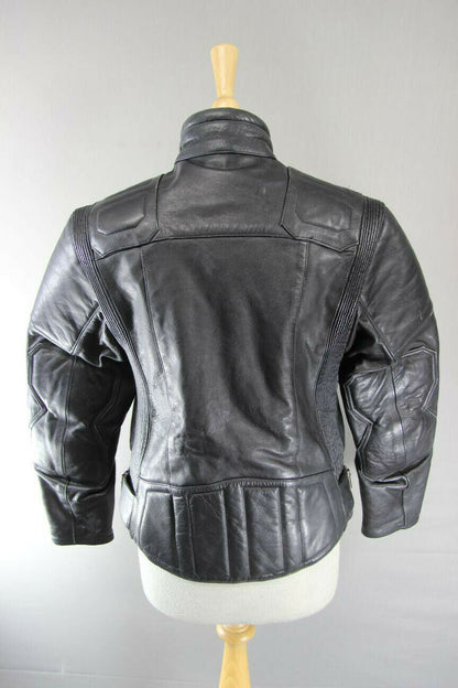 SPORTEX MAXX LADIES CLASSIC BLACK LEATHER BIKER JACKET 34 INCH