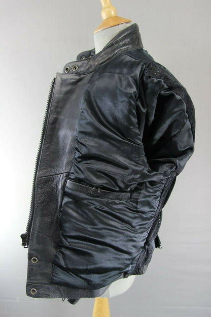SPORTEX MAXX LADIES CLASSIC BLACK LEATHER BIKER JACKET 34 INCH