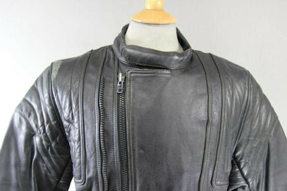 BRITISH MADE BIKER'S PARADISE CLASSIC BLACK COWHIDE LEATHER BIKER JACKET 40 INCH