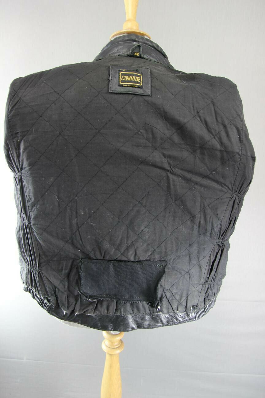 BRITISH MADE BIKER'S PARADISE CLASSIC BLACK COWHIDE LEATHER BIKER JACKET 40 INCH