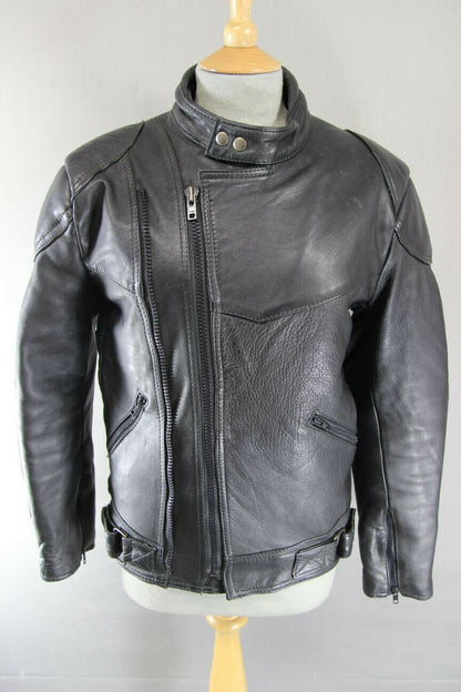 JTS MAGNUM BLACK COWHIDE LEATHER 3M THINSULATE THERMAL LINED BIKER JACKET 38 IN