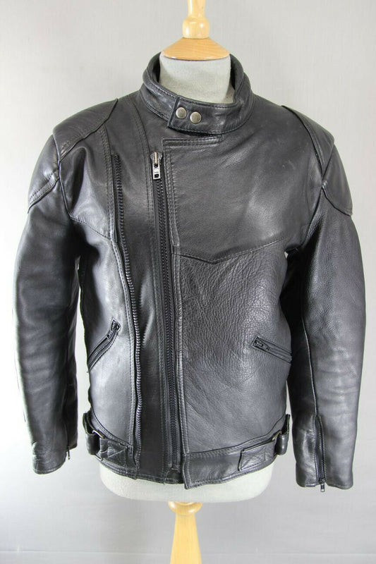 JTS MAGNUM BLACK COWHIDE LEATHER 3M THINSULATE THERMAL LINED BIKER JACKET 38 IN