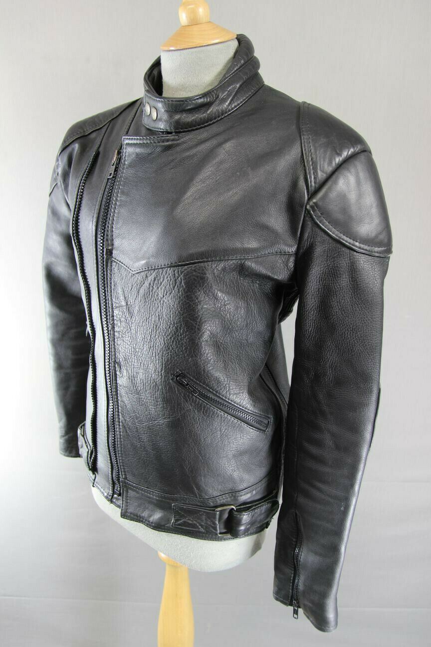 JTS MAGNUM BLACK COWHIDE LEATHER 3M THINSULATE THERMAL LINED BIKER JACKET 38 IN