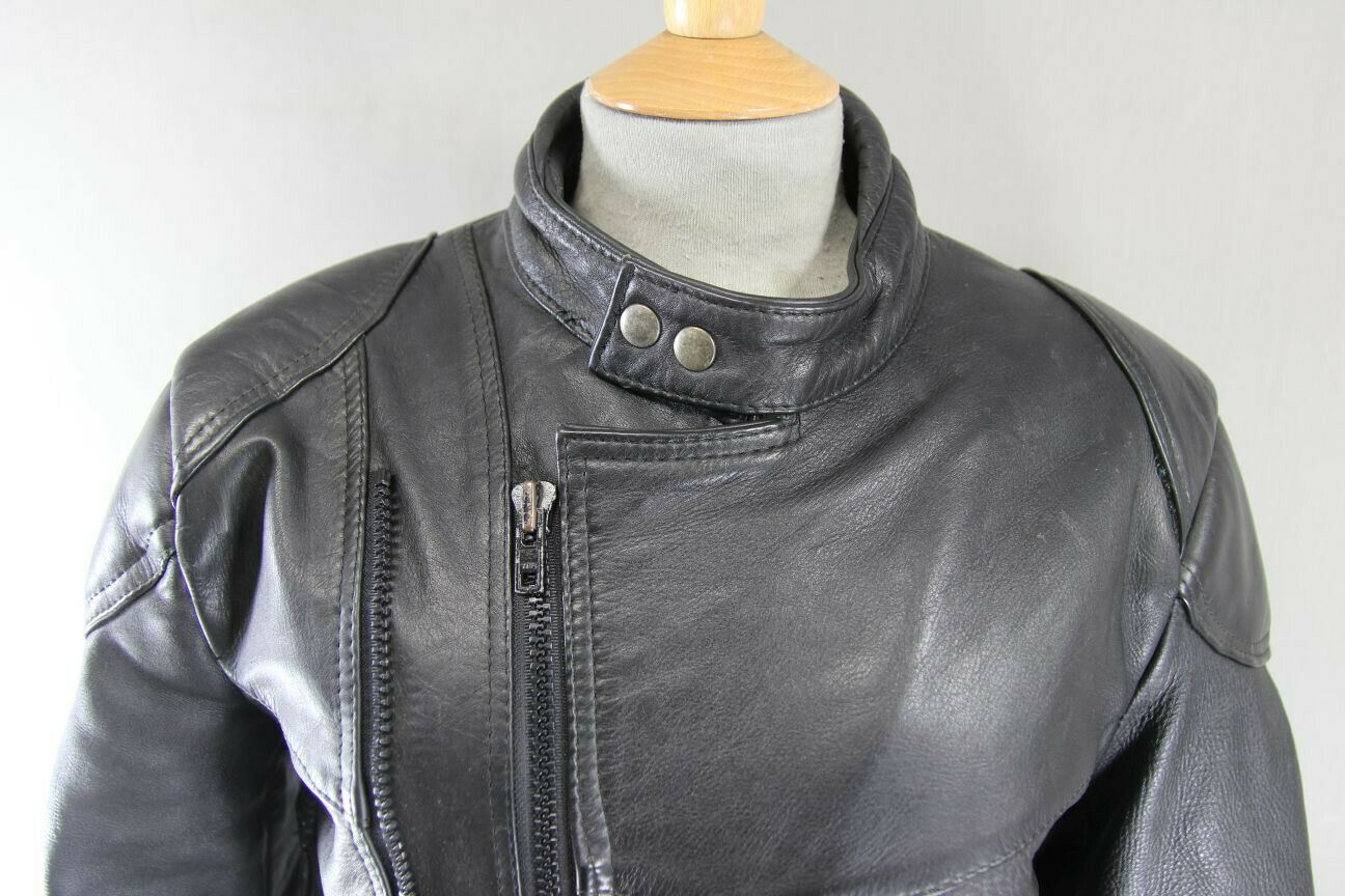 JTS MAGNUM BLACK COWHIDE LEATHER 3M THINSULATE THERMAL LINED BIKER JACKET 38 IN