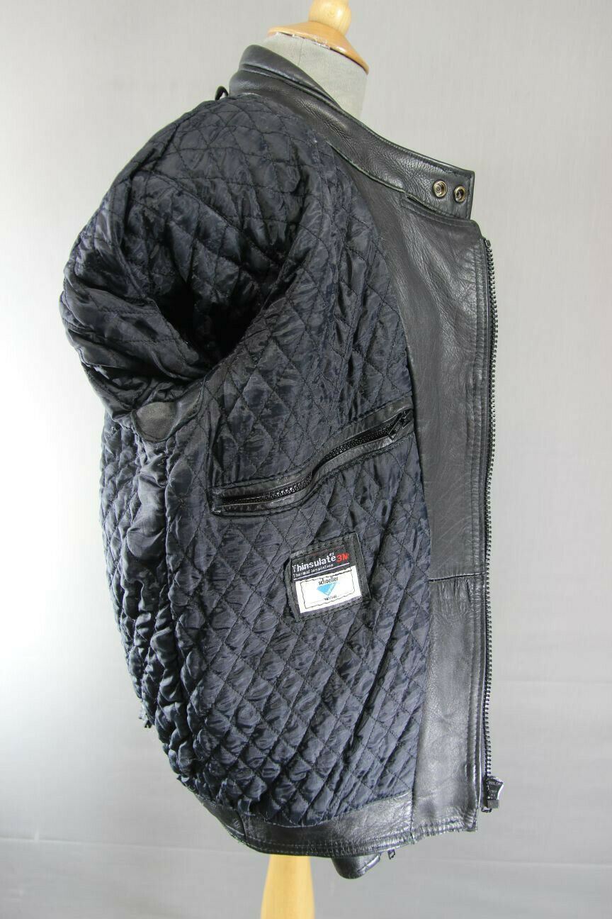 JTS MAGNUM BLACK COWHIDE LEATHER 3M THINSULATE THERMAL LINED BIKER JACKET 38 IN