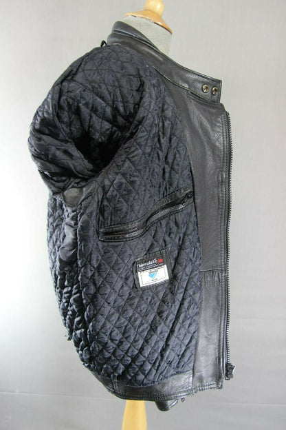 JTS MAGNUM BLACK COWHIDE LEATHER 3M THINSULATE THERMAL LINED BIKER JACKET 38 IN