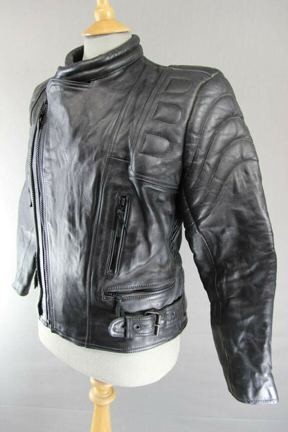 CLASSIC 'CHARLIE' BLACK LEATHER BIKER JACKET 38 INCHES/EXTRA SMALL