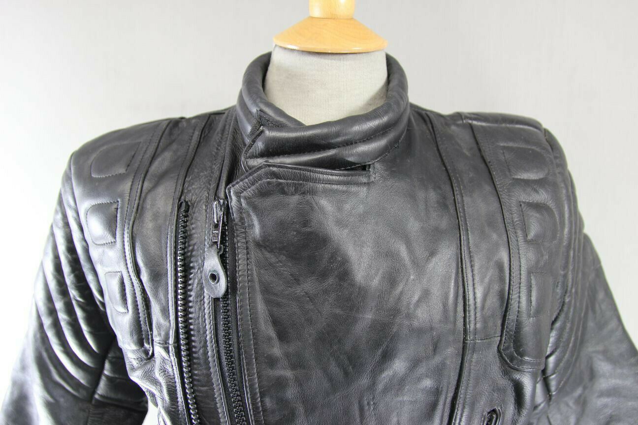CLASSIC 'CHARLIE' BLACK LEATHER BIKER JACKET 38 INCHES/EXTRA SMALL