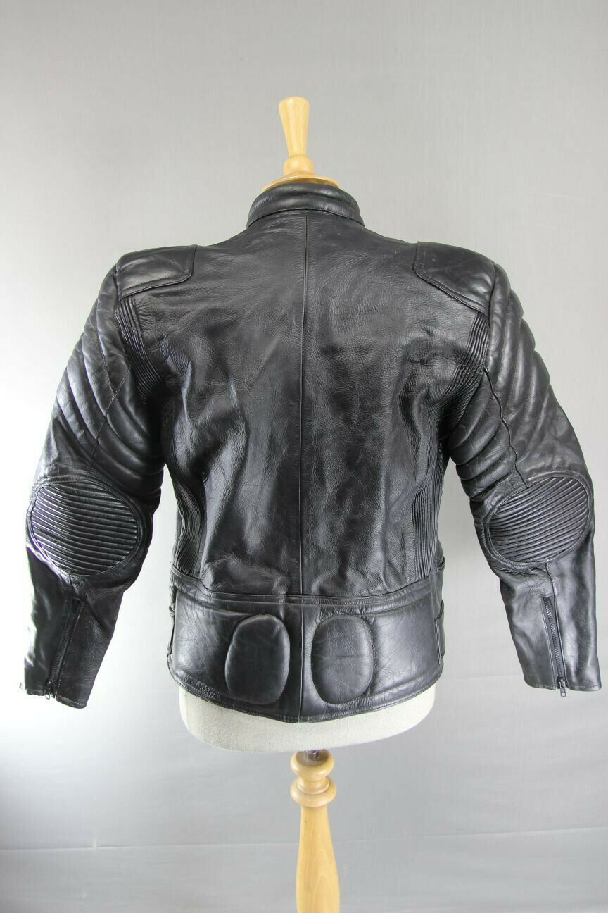 CLASSIC 'CHARLIE' BLACK LEATHER BIKER JACKET 38 INCHES/EXTRA SMALL