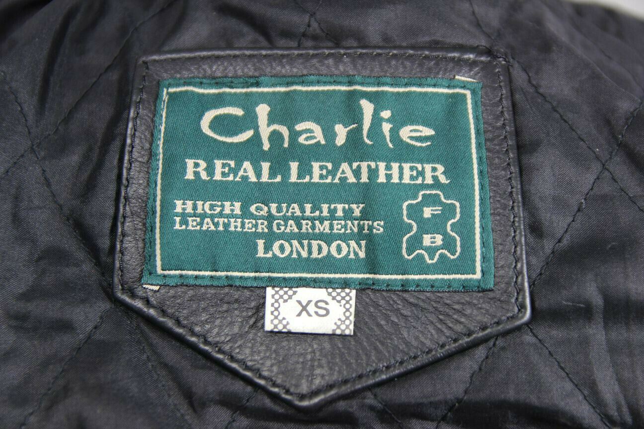 CLASSIC 'CHARLIE' BLACK LEATHER BIKER JACKET 38 INCHES/EXTRA SMALL
