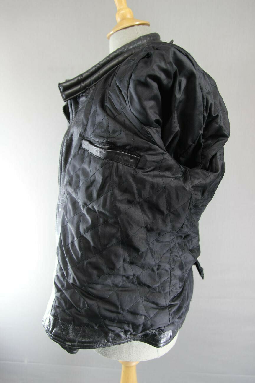 CLASSIC 'CHARLIE' BLACK LEATHER BIKER JACKET 38 INCHES/EXTRA SMALL