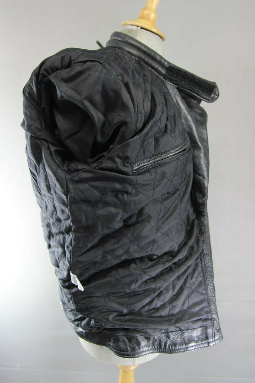 CLASSIC 'CHARLIE' BLACK LEATHER BIKER JACKET 38 INCHES/EXTRA SMALL