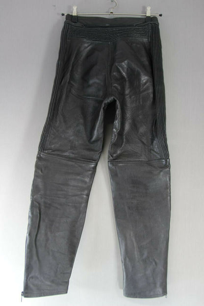 BUFFALO BLACK LEATHER BIKER TROUSERS SIZE 14: WAIST 28 INCH/INSIDE LEG 30 INCH