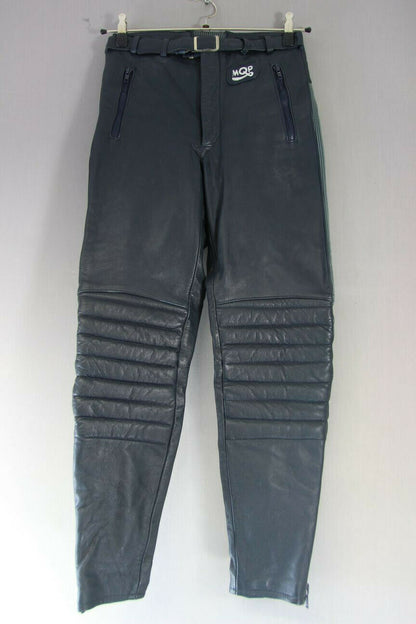 VINTAGE MQP GREY LEATHER BIKER TROUSERS-WAIST 28 INCHES/INSIDE LEG 29 INCHES