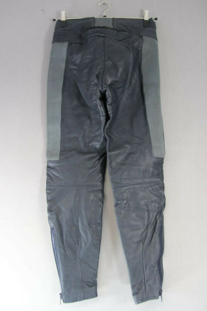 VINTAGE MQP GREY LEATHER BIKER TROUSERS-WAIST 28 INCHES/INSIDE LEG 29 INCHES